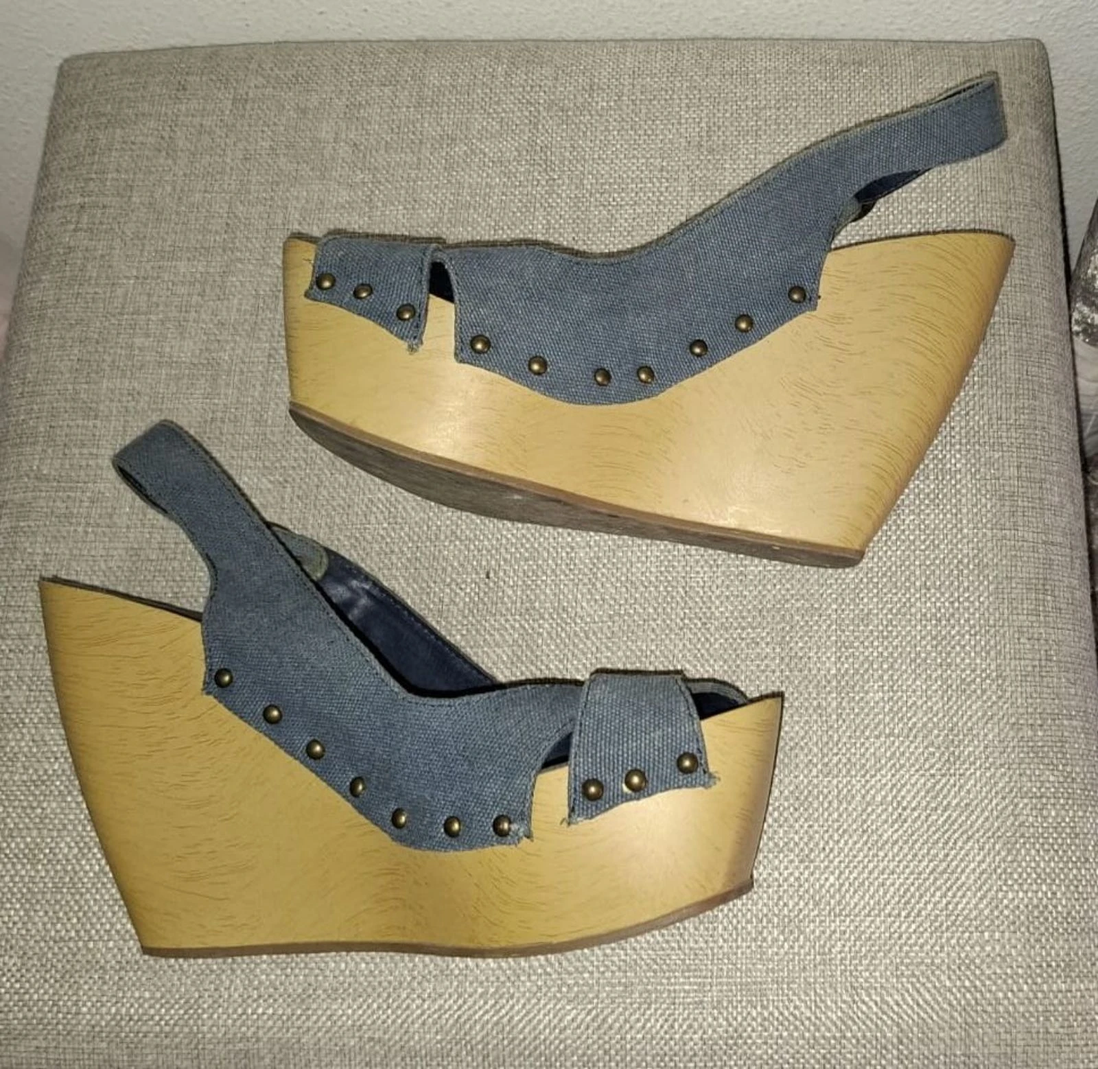 Marypaz wooden-effect wedge jeans clogs – photo 5